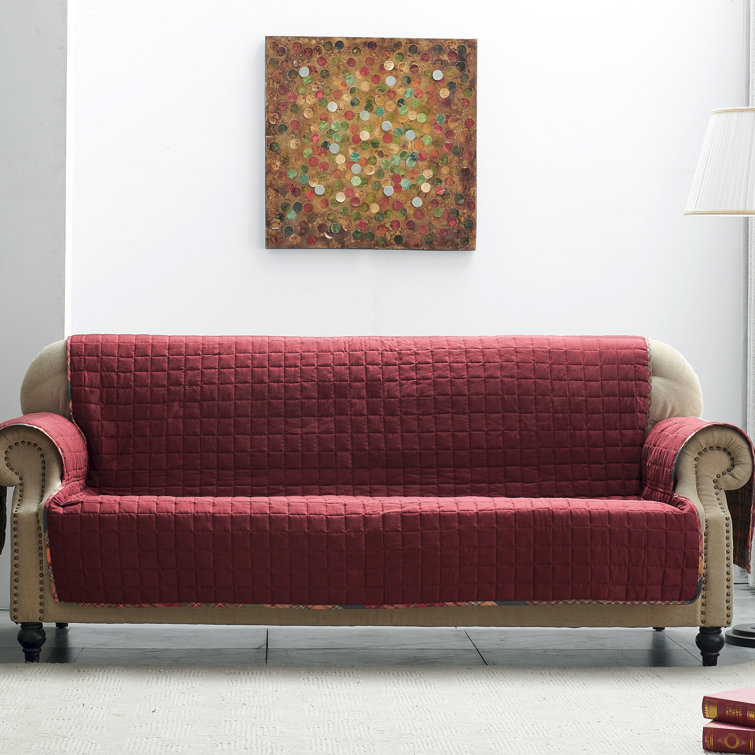 Gold Rush Reversible Plaid Sofa Slipcover