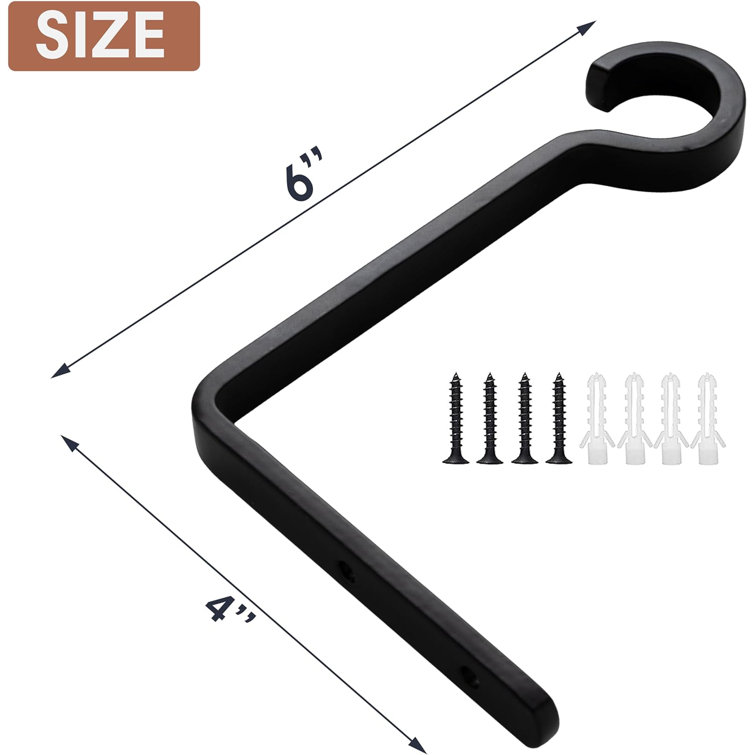 Matte Black Metal Wall Mount Plant Hooks, Set of 2