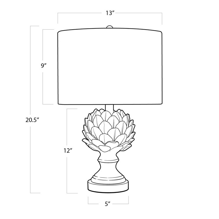 White Ceramic Artichoke Table Lamp with Linen Shade