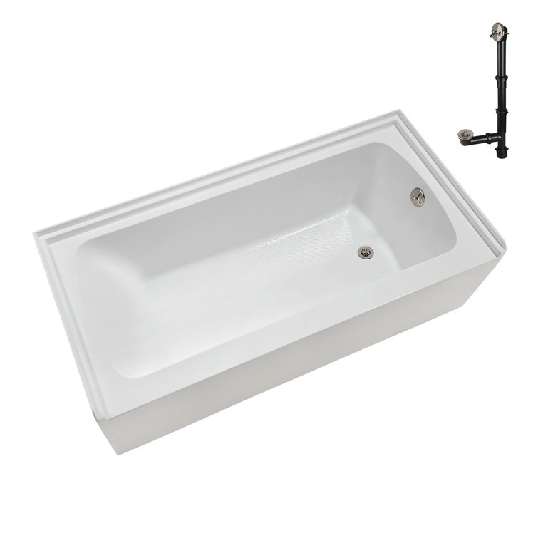 Glossy White 60" x 30" Acrylic Right-Hand Drain Alcove Bathtub