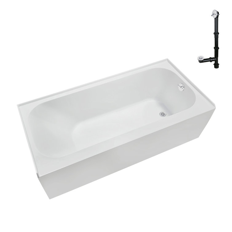 60-Inch Glossy White Acrylic Right-Hand Drain Alcove Bathtub