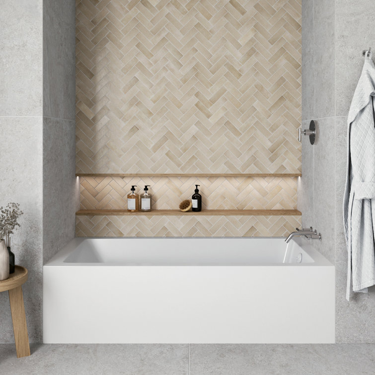 66-Inch Glossy White Acrylic Right-Hand Drain Alcove Bathtub