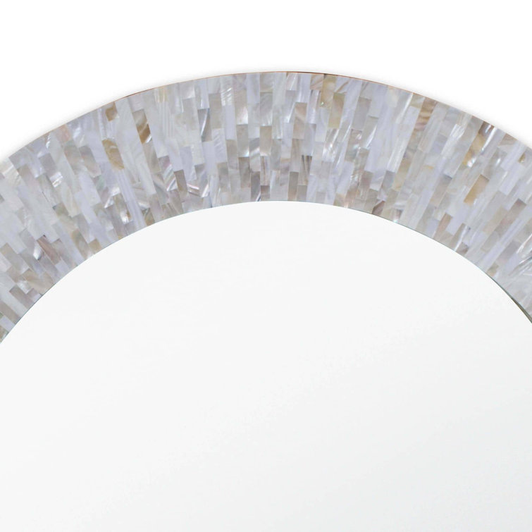 Coastal Round Multicolor Tile Accent Mirror