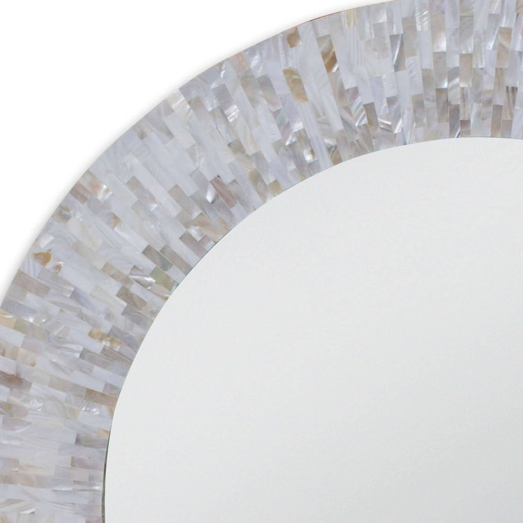 Coastal Round Multicolor Tile Accent Mirror