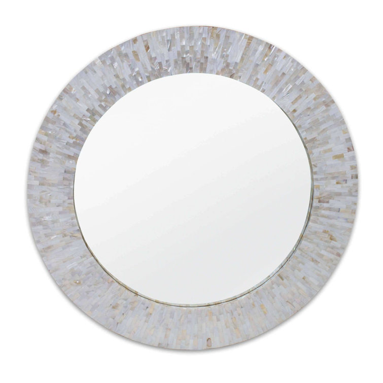 Coastal Round Multicolor Tile Accent Mirror