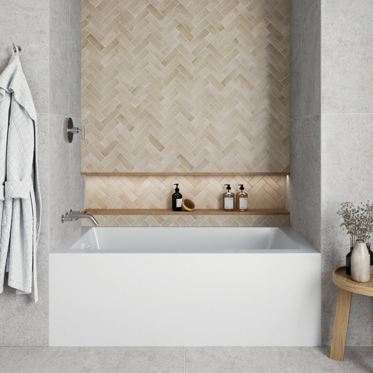 60-Inch Glossy White Acrylic Right-Hand Drain Alcove Bathtub