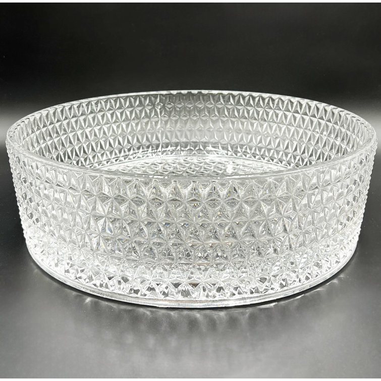 Crystal Clear Textured Glass Circular Bathroom Vessel Sink