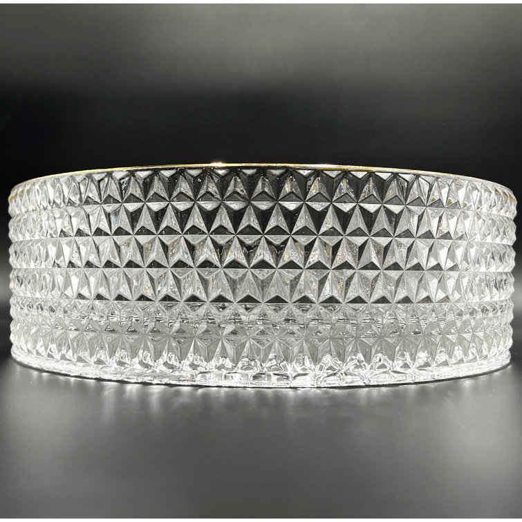 16" Clear and Gold Glass Circular Bathroom Vessel Sink