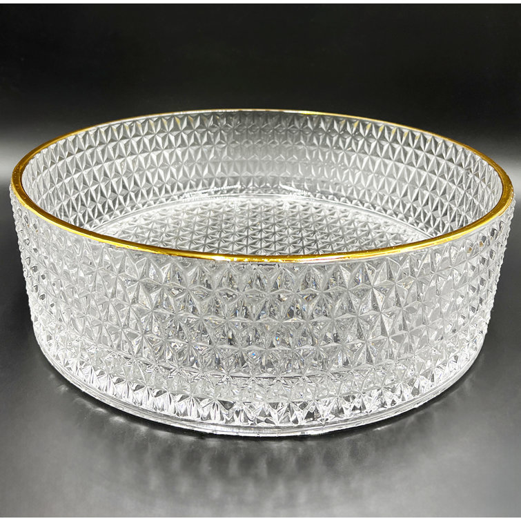 16" Clear and Gold Glass Circular Bathroom Vessel Sink