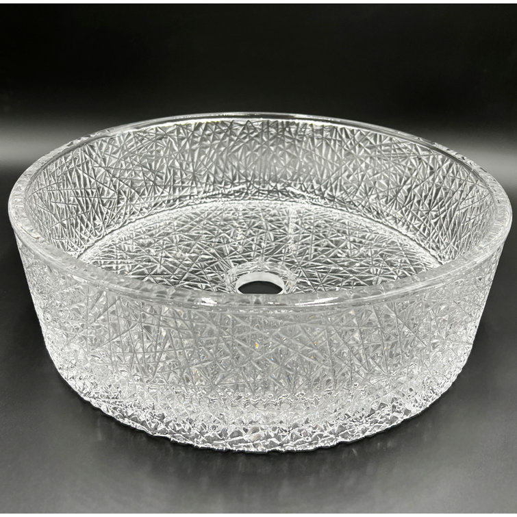 Stadium 16" Clear Tempered Glass Circular Vessel Sink