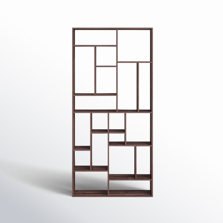 Brown Solid Wood Geometric Cube Bookcase