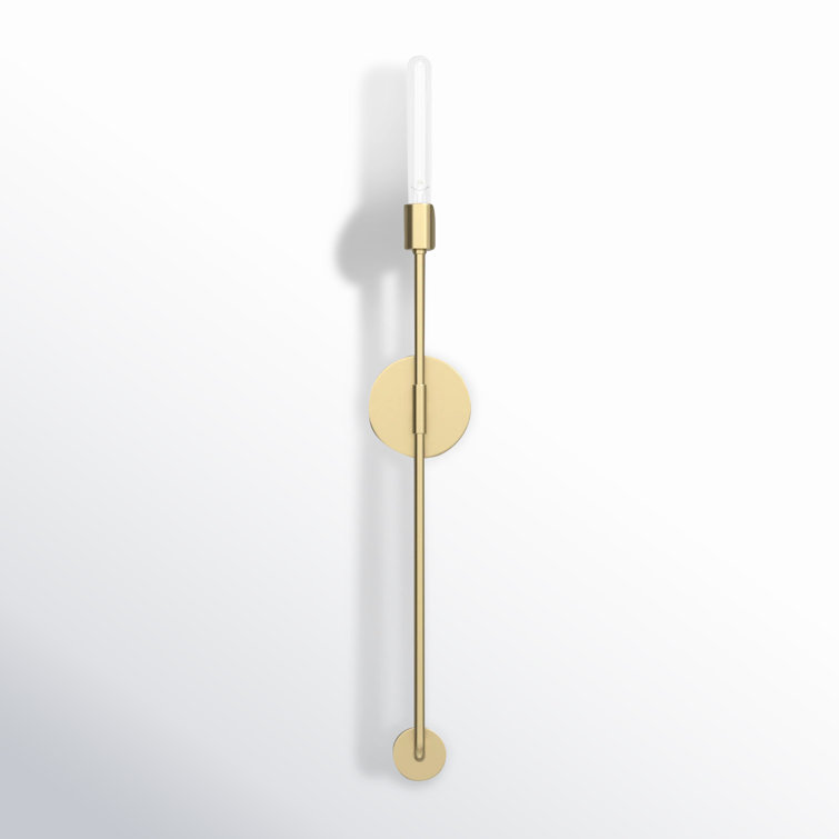 Aged Brass Slim Dimmable Wall Sconce with Stainless Steel
