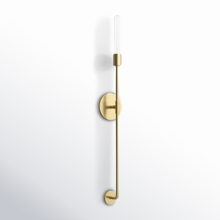 Aged Brass Slim Dimmable Wall Sconce with Stainless Steel