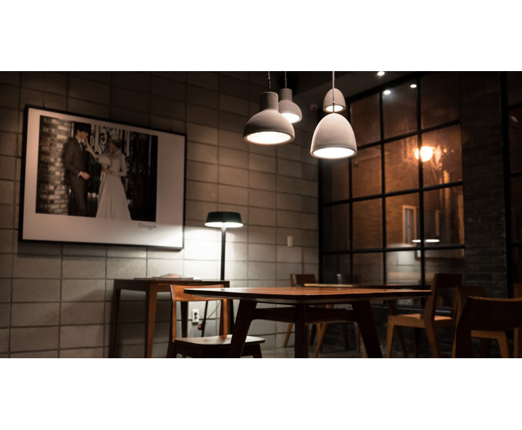 Small Gray Concrete and Glass Pendant Light