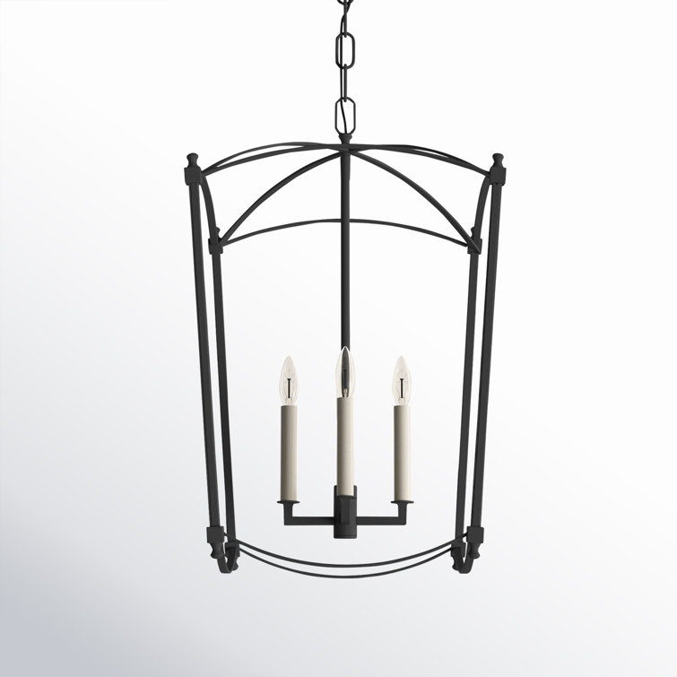 Antique Nickel 4-Light Geometric Lantern Chandelier