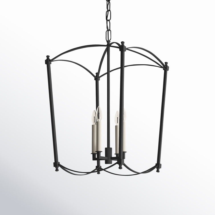 Antique Nickel 4-Light Geometric Lantern Chandelier