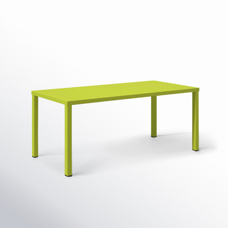 Contemporary Bette Rectangular Metal Dining Table in Light Green