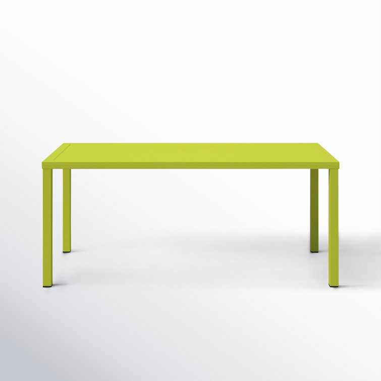 Contemporary Bette Rectangular Metal Dining Table in Light Green