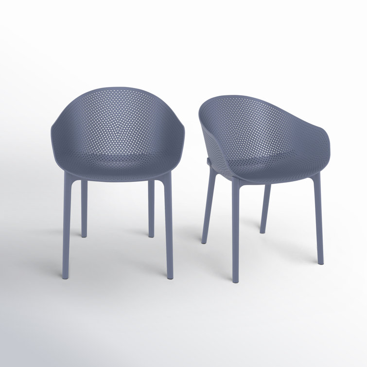 Dark Gray Plastic Resin Outdoor Dining Armchair Set