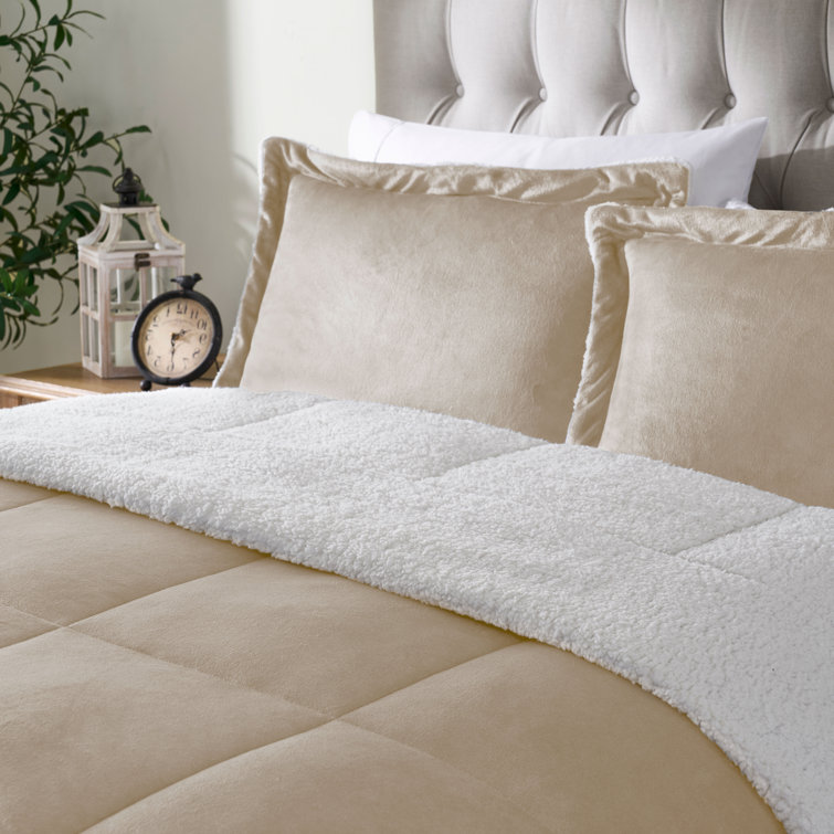 Full Camel Reversible Microfiber Down Alternative Comforter Set