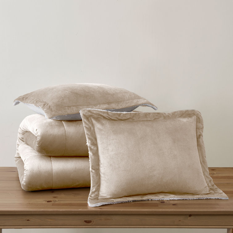 Full Camel Reversible Microfiber Down Alternative Comforter Set