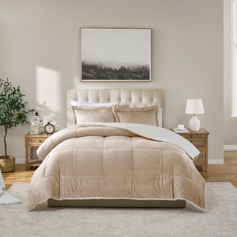 Full Camel Reversible Microfiber Down Alternative Comforter Set