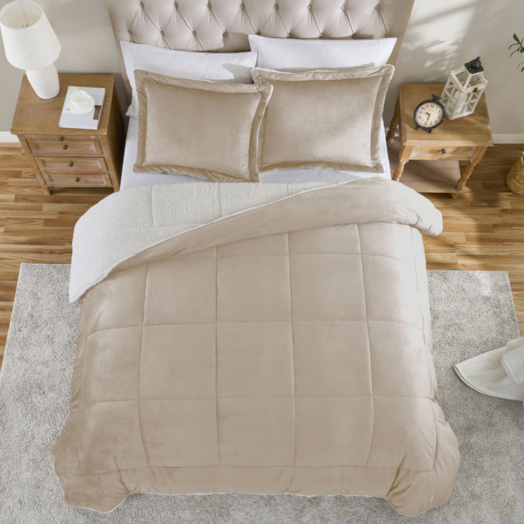 Full Camel Reversible Microfiber Down Alternative Comforter Set