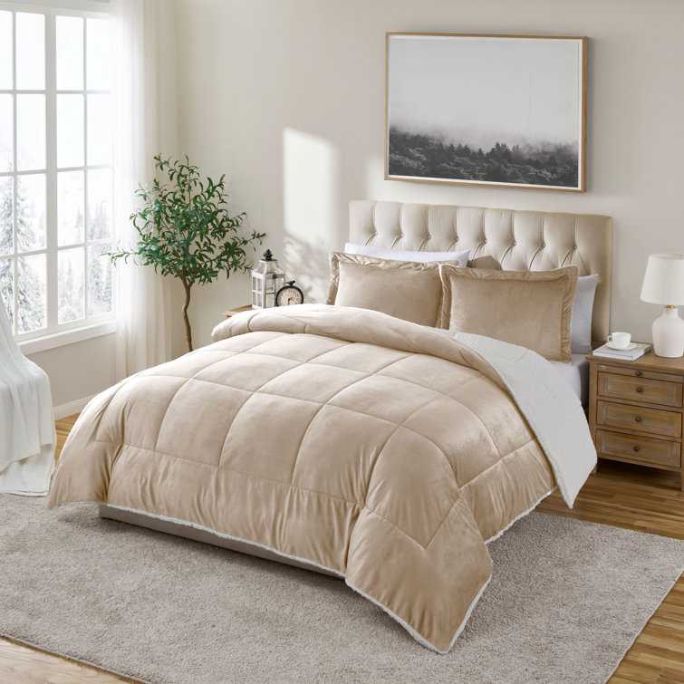 Full Camel Reversible Microfiber Down Alternative Comforter Set