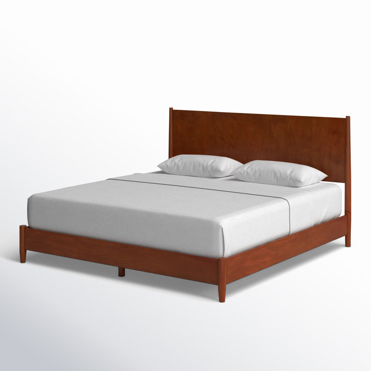 Elegant Mahogany Wood California King Platform Bed with Drawer, Acorn