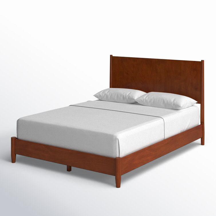Mid-Century Acorn Full Platform Bed with Headboard and Drawer