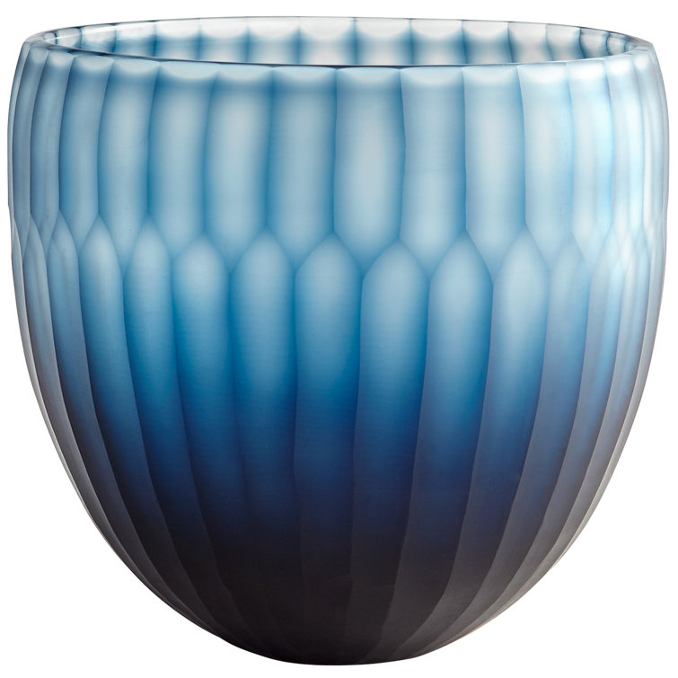 Large Ombre Blue Handcrafted Glass Tulip Bowl
