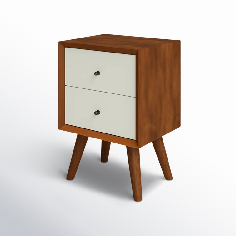 Flynn Acorn & White Solid Mahogany 2-Drawer Nightstand