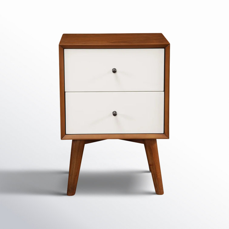 Flynn Acorn & White Solid Mahogany 2-Drawer Nightstand