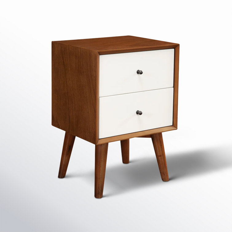 Flynn Acorn & White Solid Mahogany 2-Drawer Nightstand
