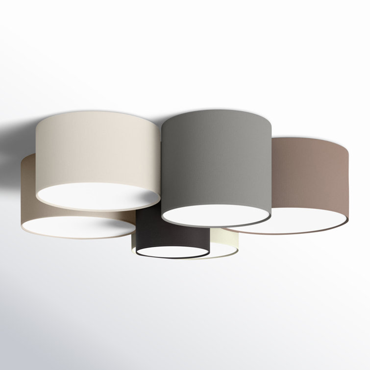 Beckman 6-Light Black and Gray Fabric Drum Flush Mount