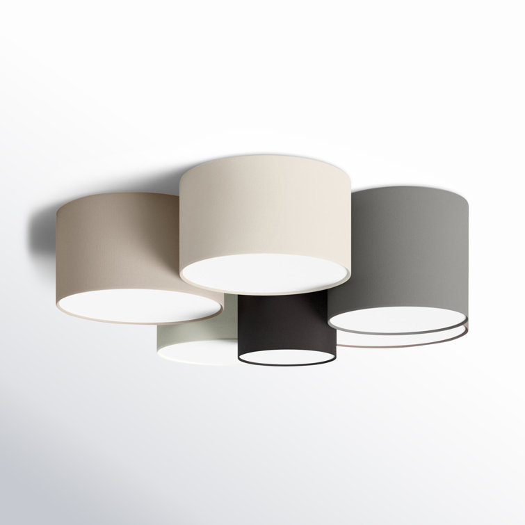 Beckman 6-Light Black and Gray Fabric Drum Flush Mount