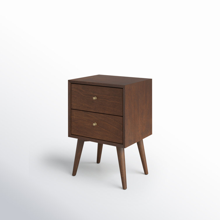 Flynn Transitional Walnut Mahogany 2-Drawer Nightstand