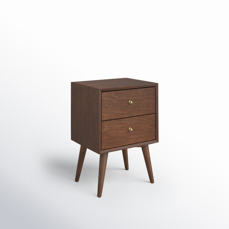 Flynn Transitional Walnut Mahogany 2-Drawer Nightstand