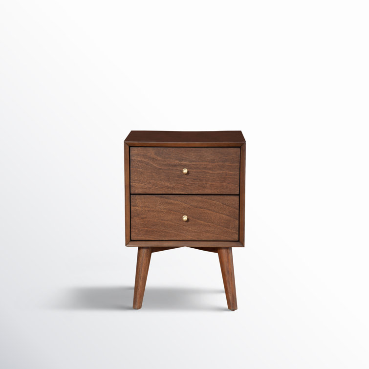Flynn Transitional Walnut Mahogany 2-Drawer Nightstand