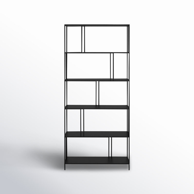 Industrial Blackened Bronze 5-Tier Staggered Bookcase