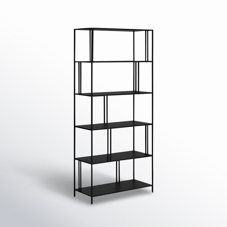Industrial Blackened Bronze 5-Tier Staggered Bookcase