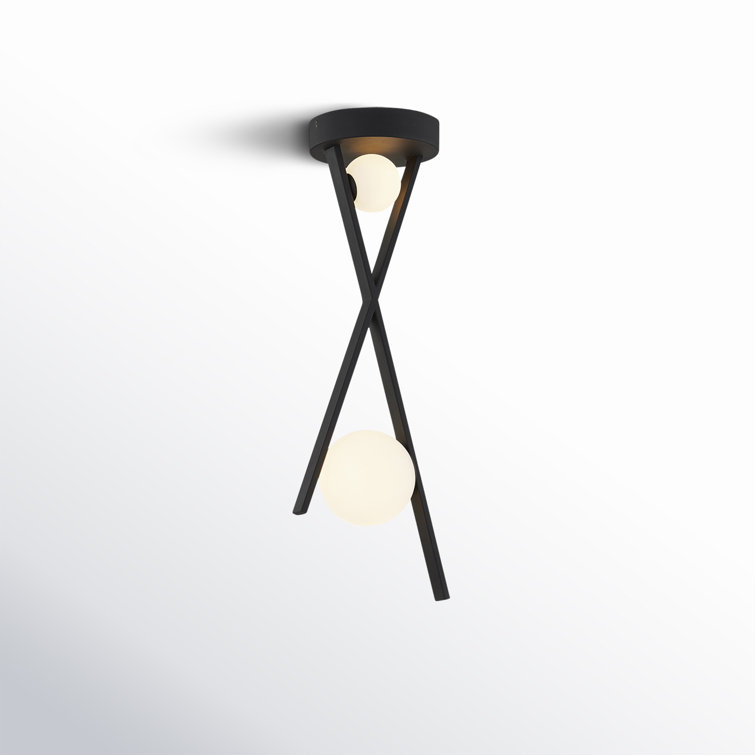 Matte Black Geometric LED Pendant with Frosted Glass Globes