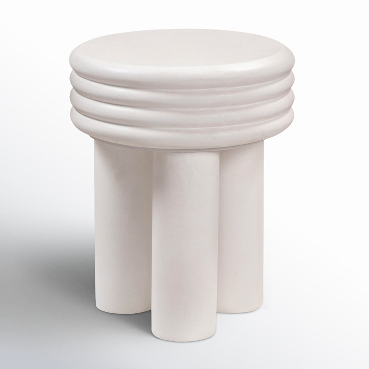 Delta Ivory Round Concrete Side Table - 14"x17"