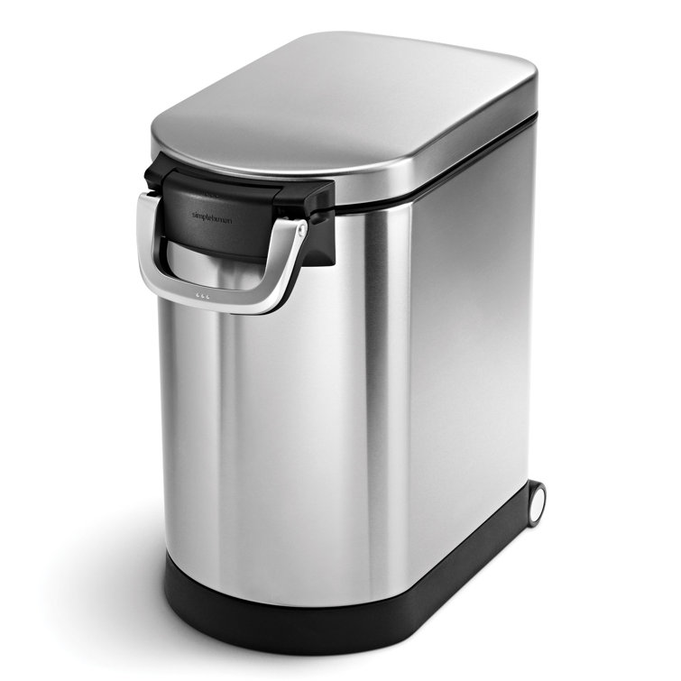 Medium Brushed Stainless Steel Airtight Pet Food Storage Container