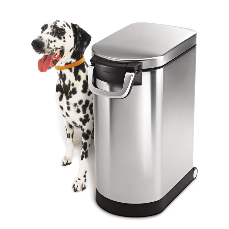 Large Brushed Stainless Steel Airtight Pet Food Storage Container