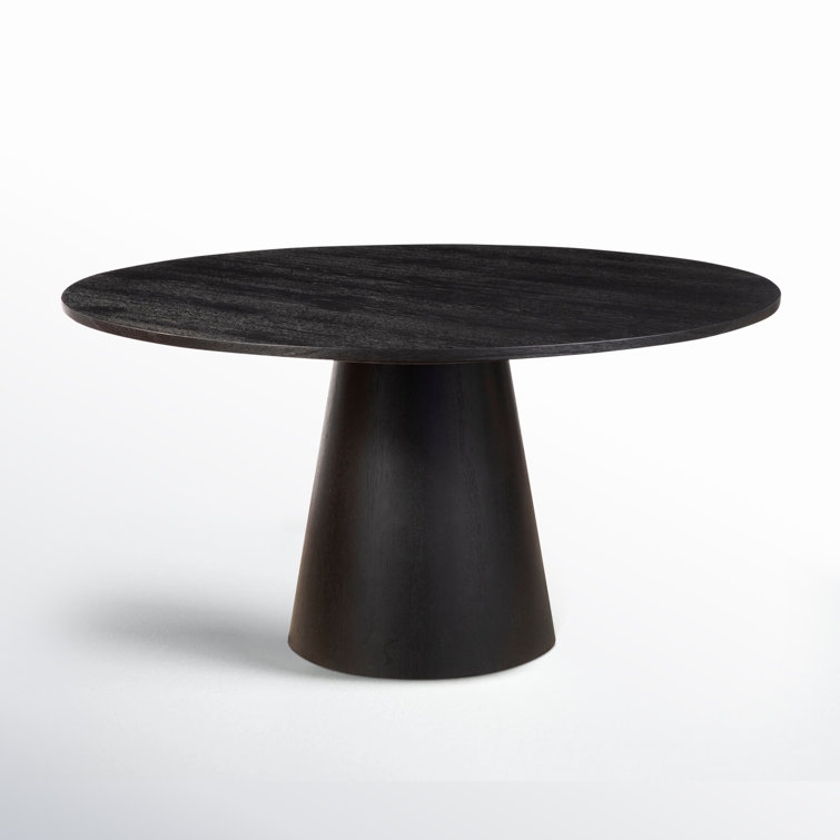 Vintage Black Round Pedestal Dining Table with Reclaimed Wood