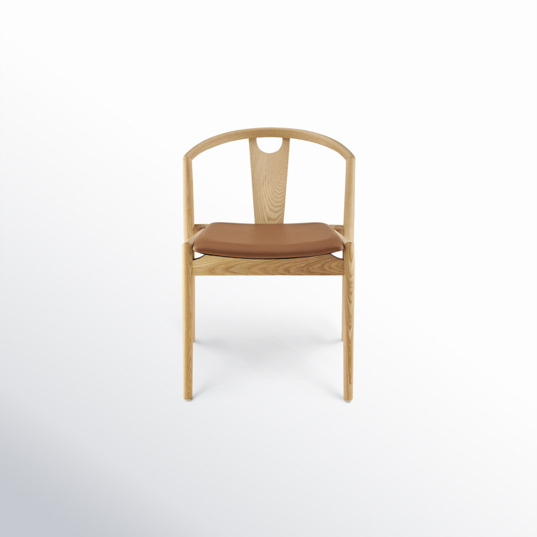 Ambra Tan Faux Leather Swivel Side Chair with Natural Wood Frame