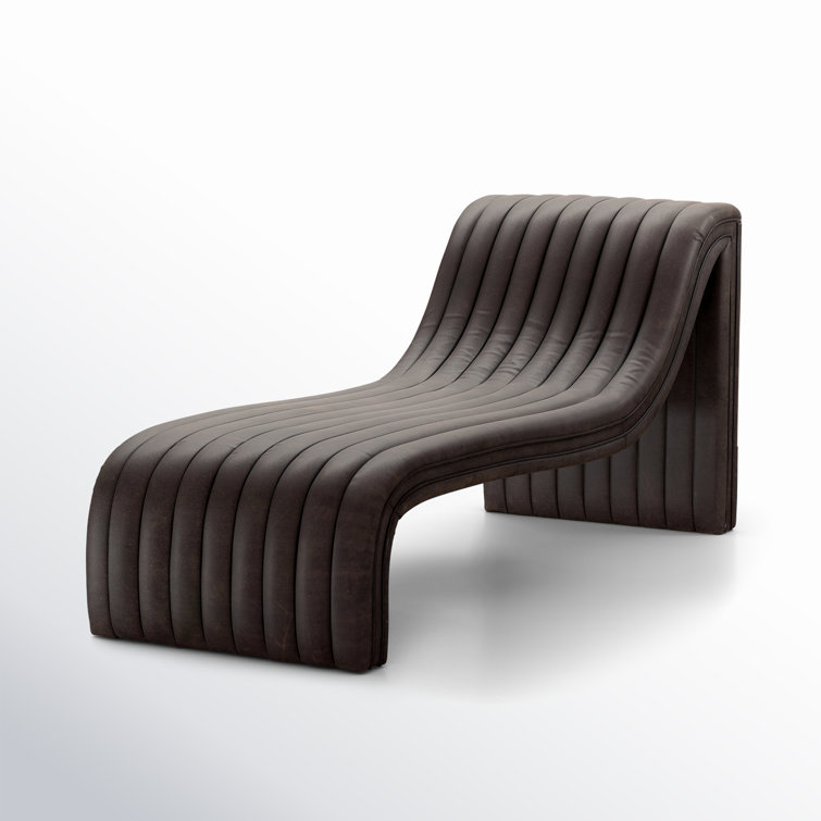 Augustine Deacon Wolf Leather Chaise Lounge with Plywood Frame