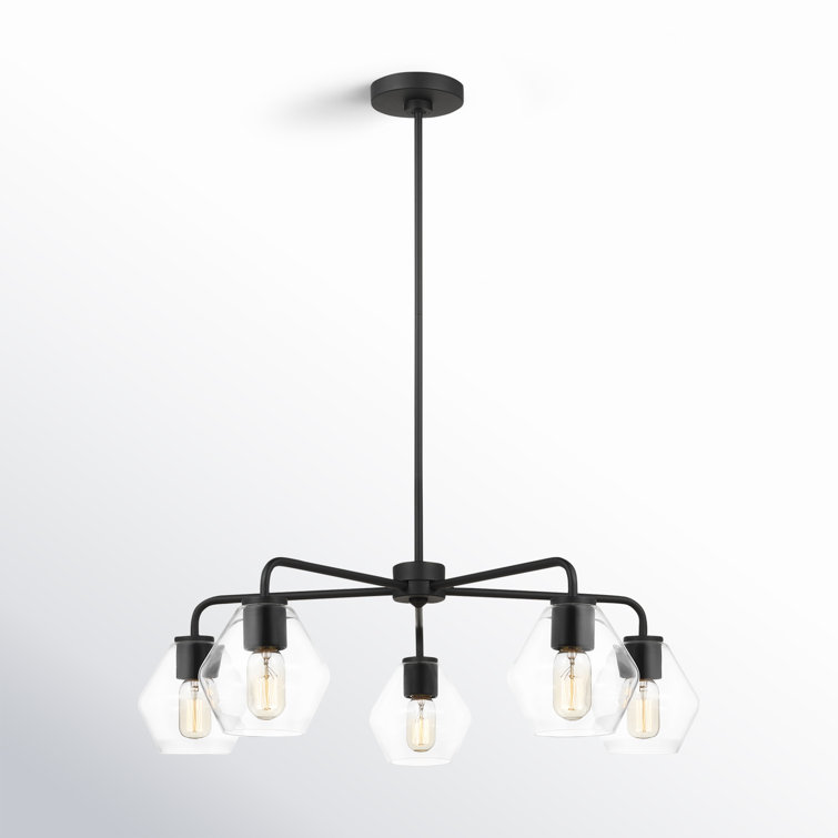 Jett Midnight Black 5-Light Adjustable Steel Outdoor Chandelier