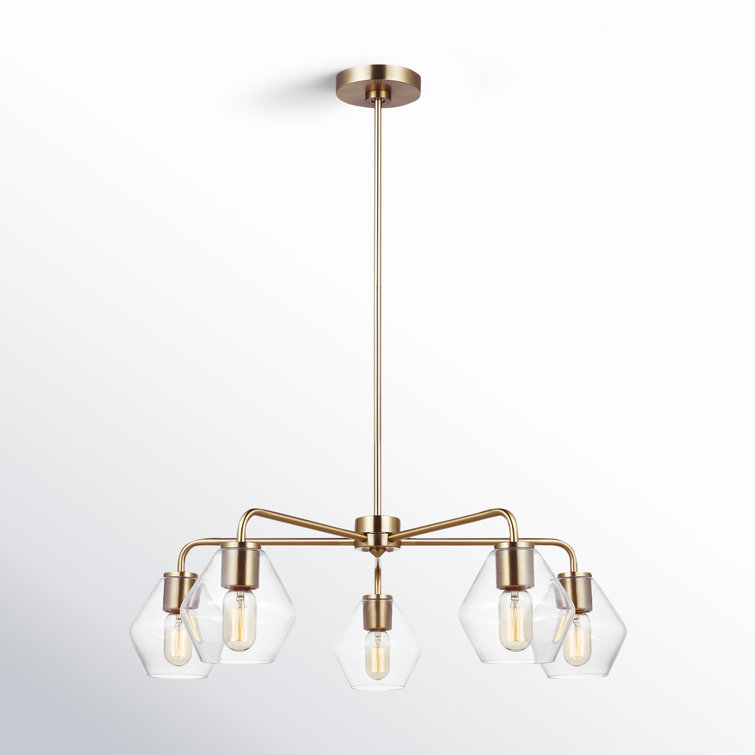 Orley Vintage Industrial Brass 5-Light Outdoor Chandelier